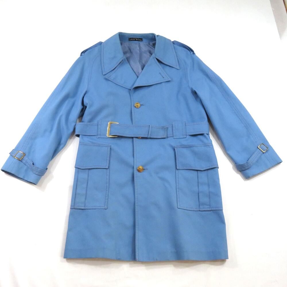 Harbor Master Trench Coat All Weather Raincoat Blue Sz 40 Reg 1980s